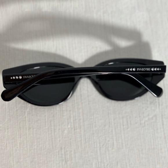 Swarovski Y2K Black Cat-Eye Sunglasses w/ Crystal Accents | Early 2000s main image 5